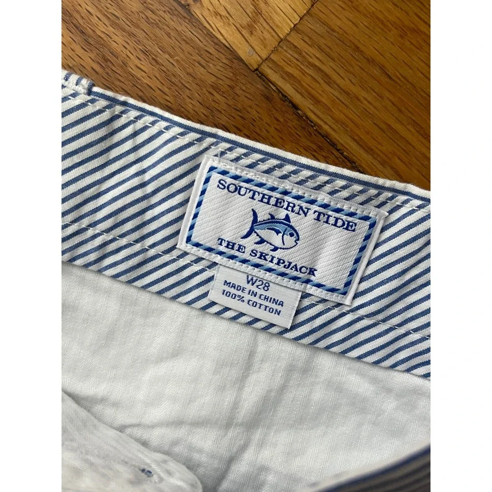 SOUTHERN TIDE Seersucker Shorts Blue White Striped Size 28 NEW Nautical Preppy